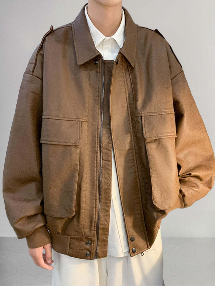 Stylish Loose Leather Jacket