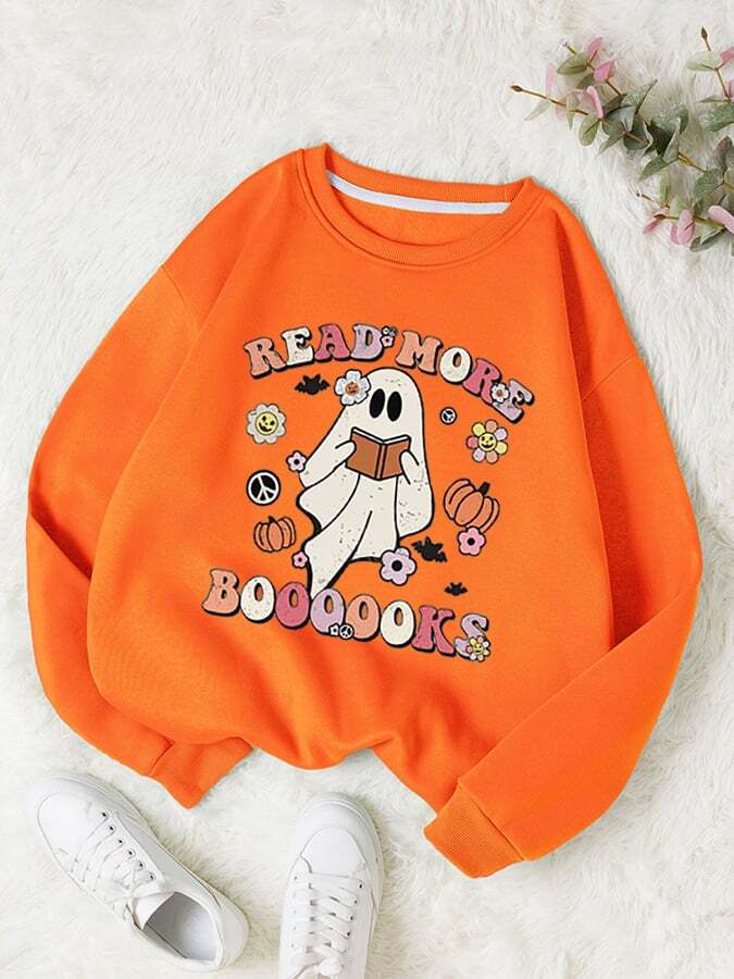 Halloween Ghosts Read More Boooooks Print Sweatshirt