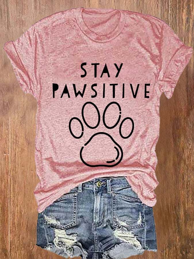 Women's Dog Paw Print Short Sleeve T-Shirt