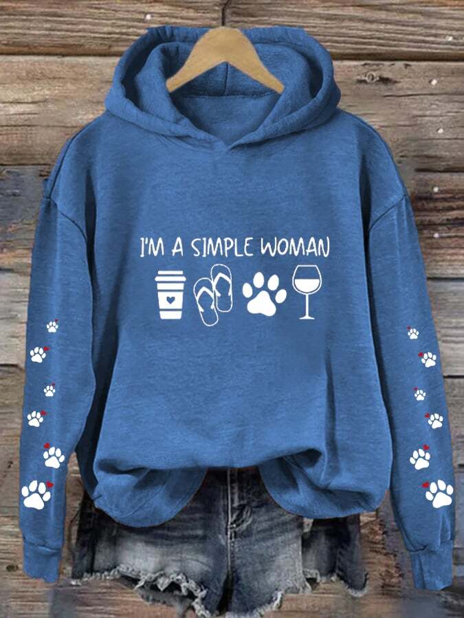 Women's I'm A Simple Woman Dog Lover Print Hoodie