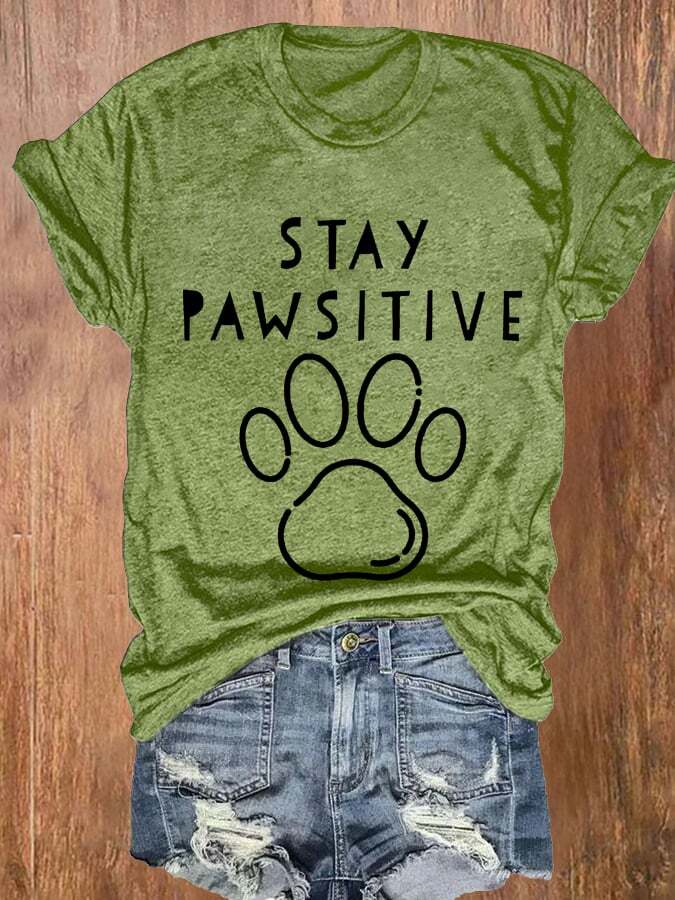 Women's Dog Paw Print Short Sleeve T-Shirt