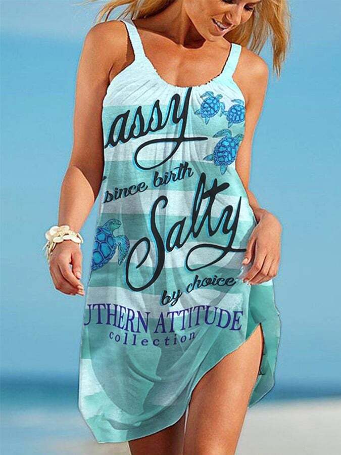 Women'S Ocean Beach Vacation Print Dress