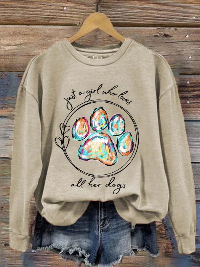 Women's Just A Girl Who Loves All Her Dogs Casual Sweatshirt