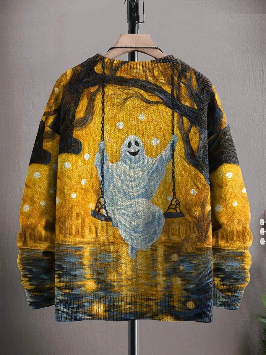 Women's Halloween Art Ghost Print Casual Sweatshirt