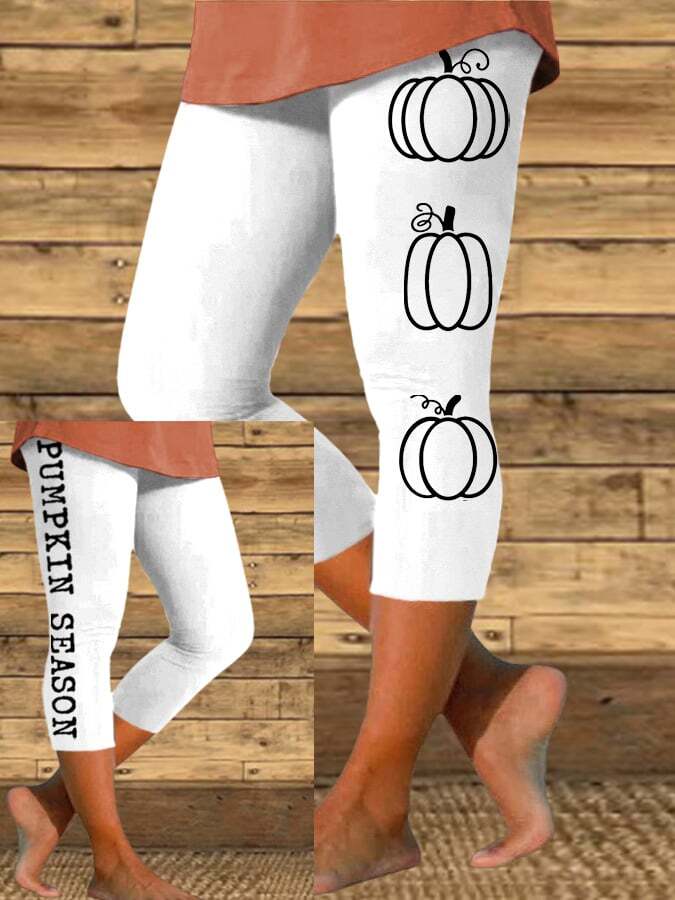 Women's Pumpkin Season Print Casual Leggings