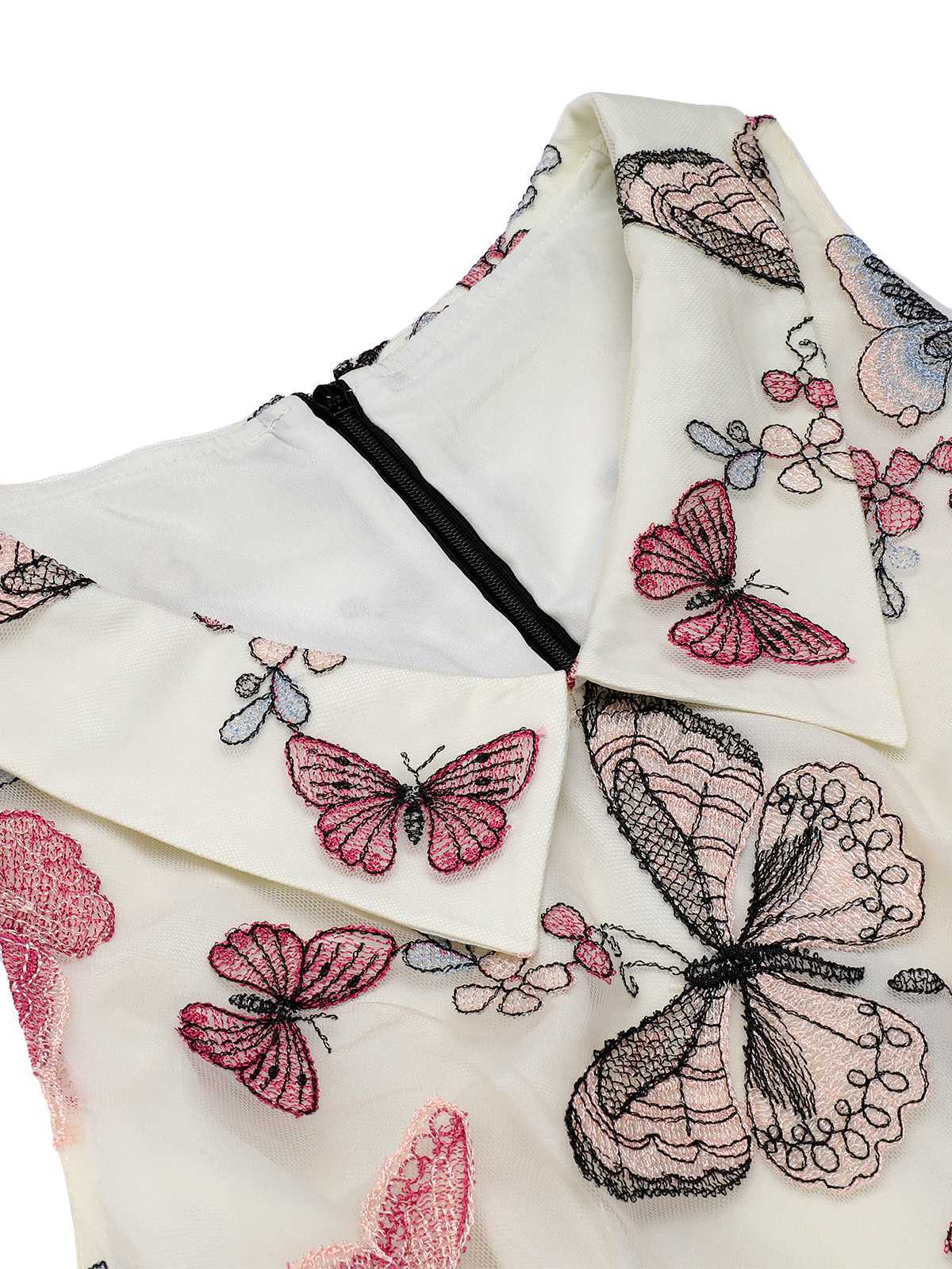[Pre-Sale] Black & White 1930s Lapel Floral Butterfly Jumpsuit