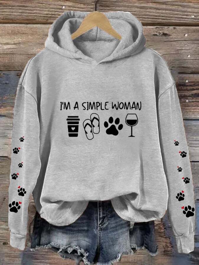 Women's I'm A Simple Woman Dog Lover Print Hoodie