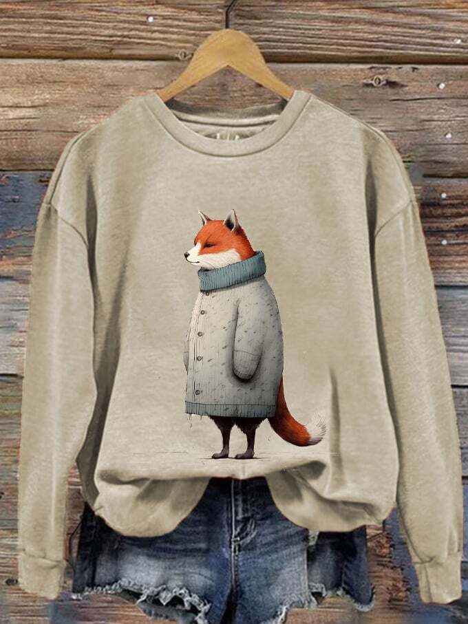 Women's Winter Funny Cute Wonderland Clothing Fox Printed Sweatshirt