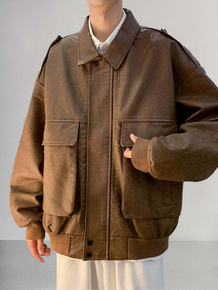 Stylish Loose Leather Jacket