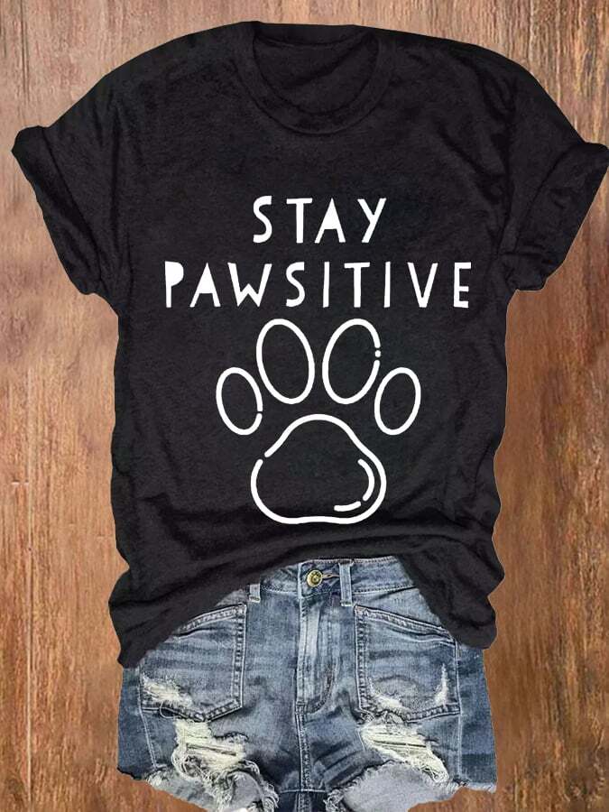 Women's Dog Paw Print Short Sleeve T-Shirt