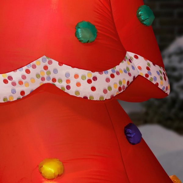 Christmas-12 5 ft inflatable fuzzy plush red christmas tree