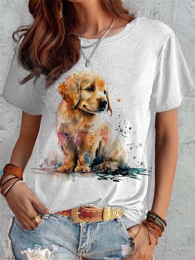 Women's Puppy Print T-shirt