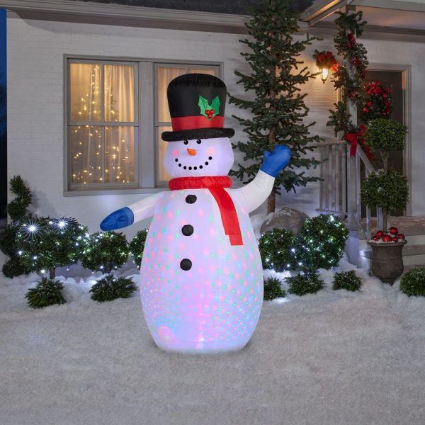 Christmas-52 36 in w x 35 83 in d x 77 95 in h projection inflatable snowman rgb
