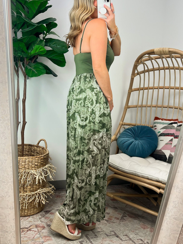 Gentle Charm Paisley Pleated Jumpsuit