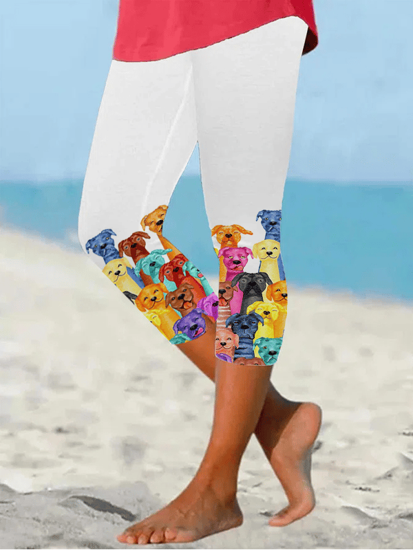 Women's Colorful Dog Print Leggings