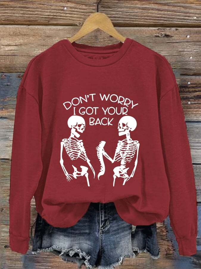 Women's I Got Your Back Skeleton Crew Neck Sweatshirt
