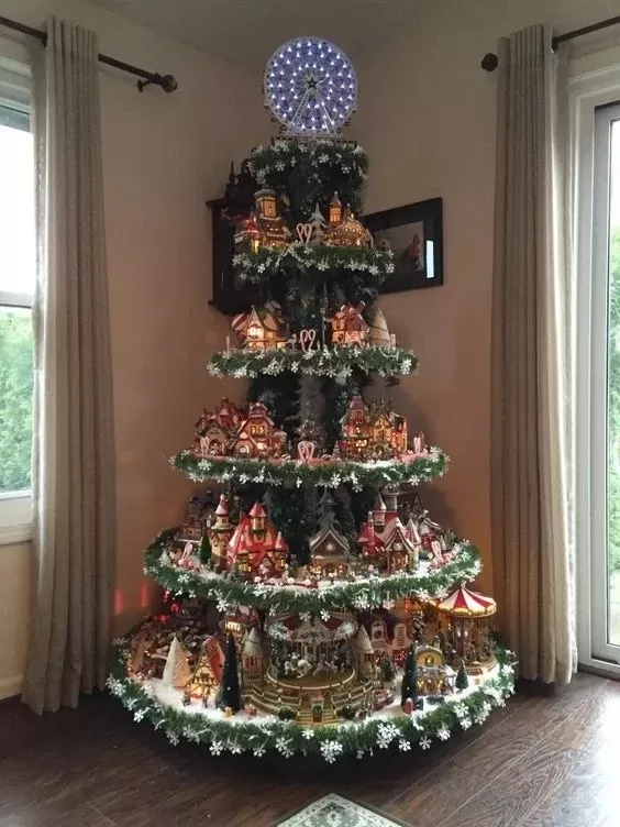 🎅Ferris Wheel Christmas Tree (With A Train, A Ferris Wheel, A Brightly Lit House And A Santa)🎄
