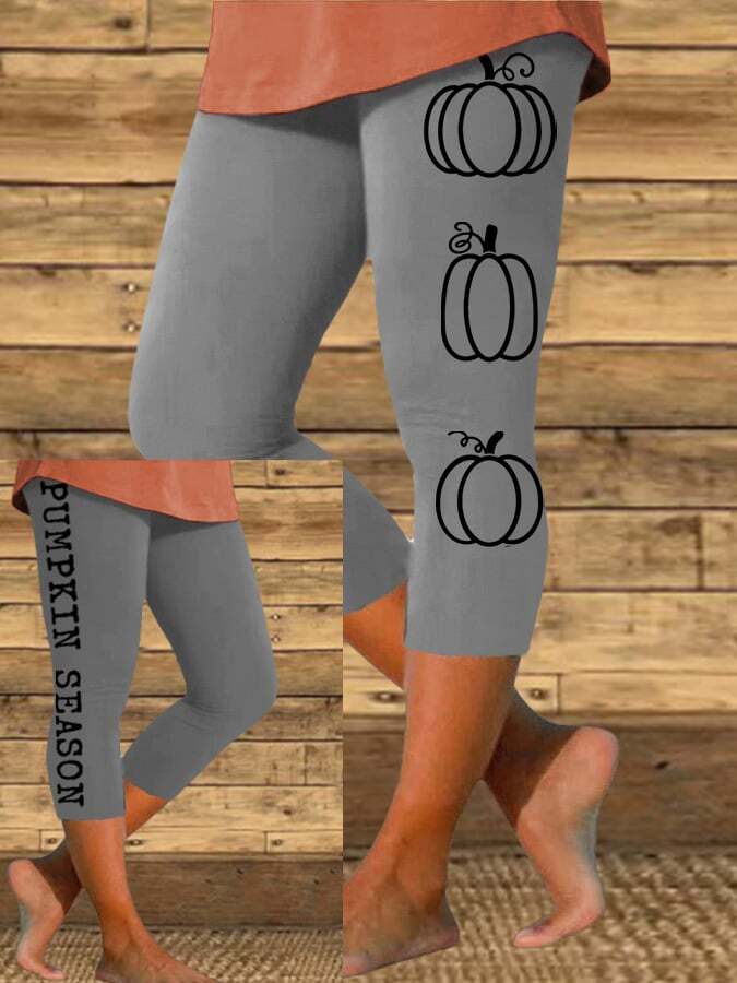Women's Pumpkin Season Print Casual Leggings
