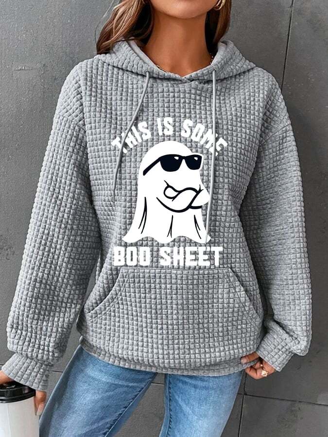 Women's Halloween This Is Some Boo Sheet Waffle Hoodie