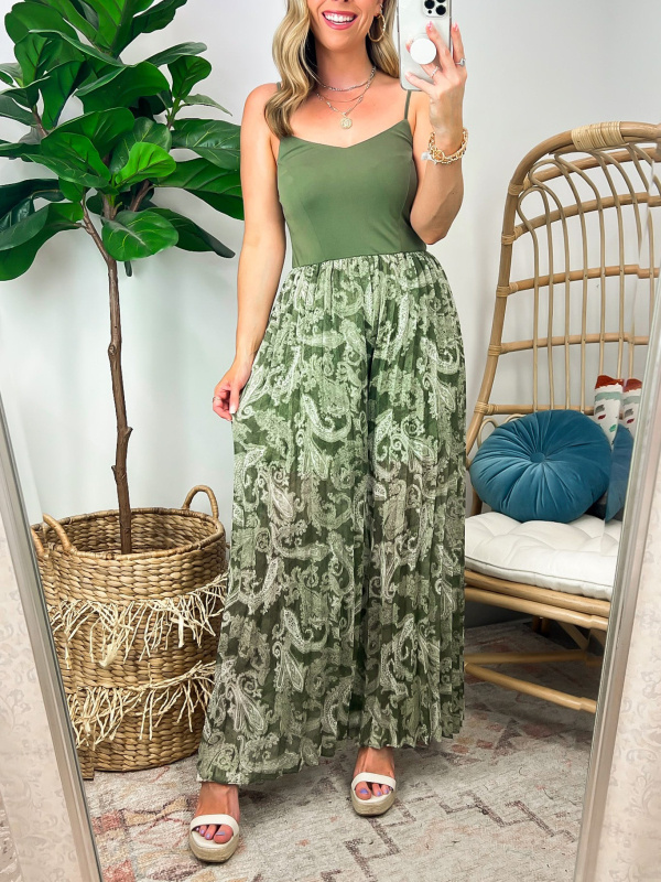 Gentle Charm Paisley Pleated Jumpsuit