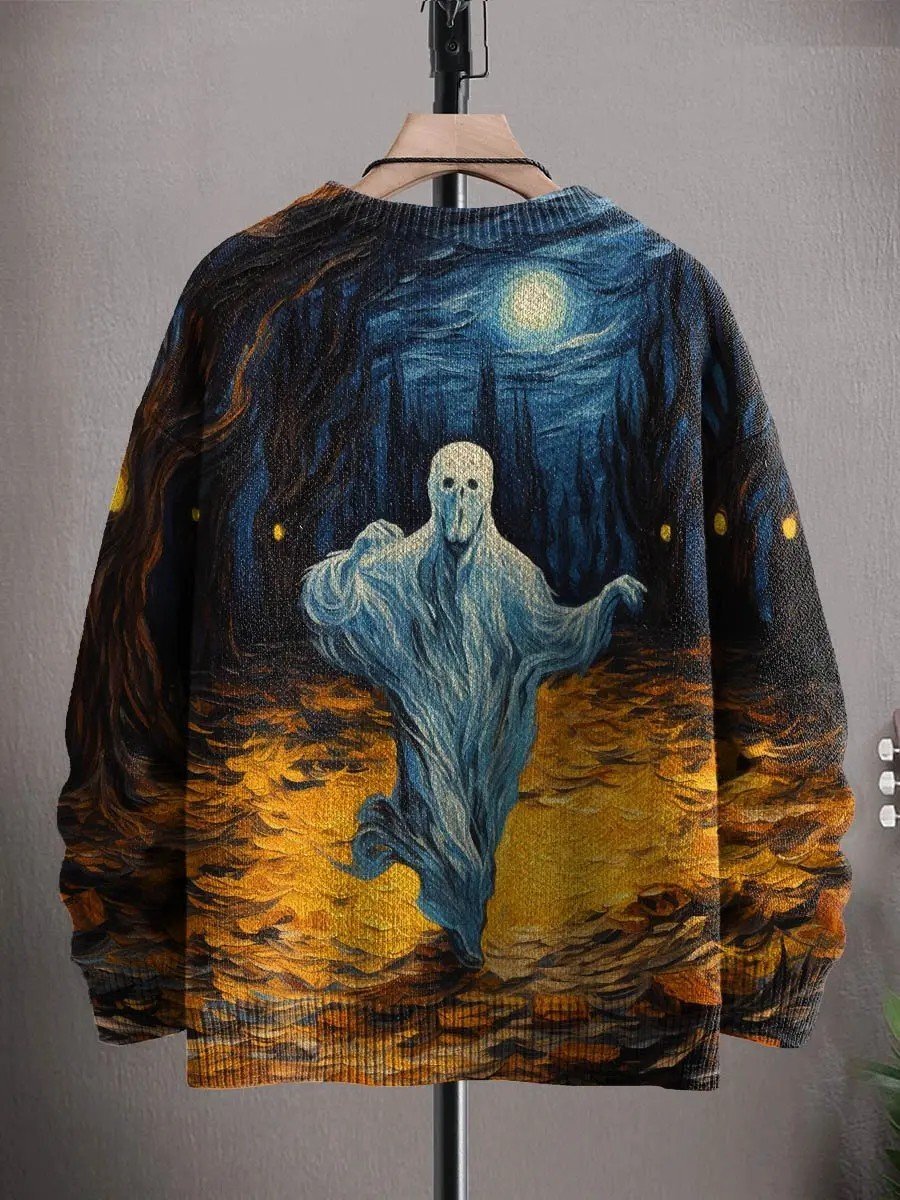 Women's Halloween Art Ghost Print Casual Sweatshirt