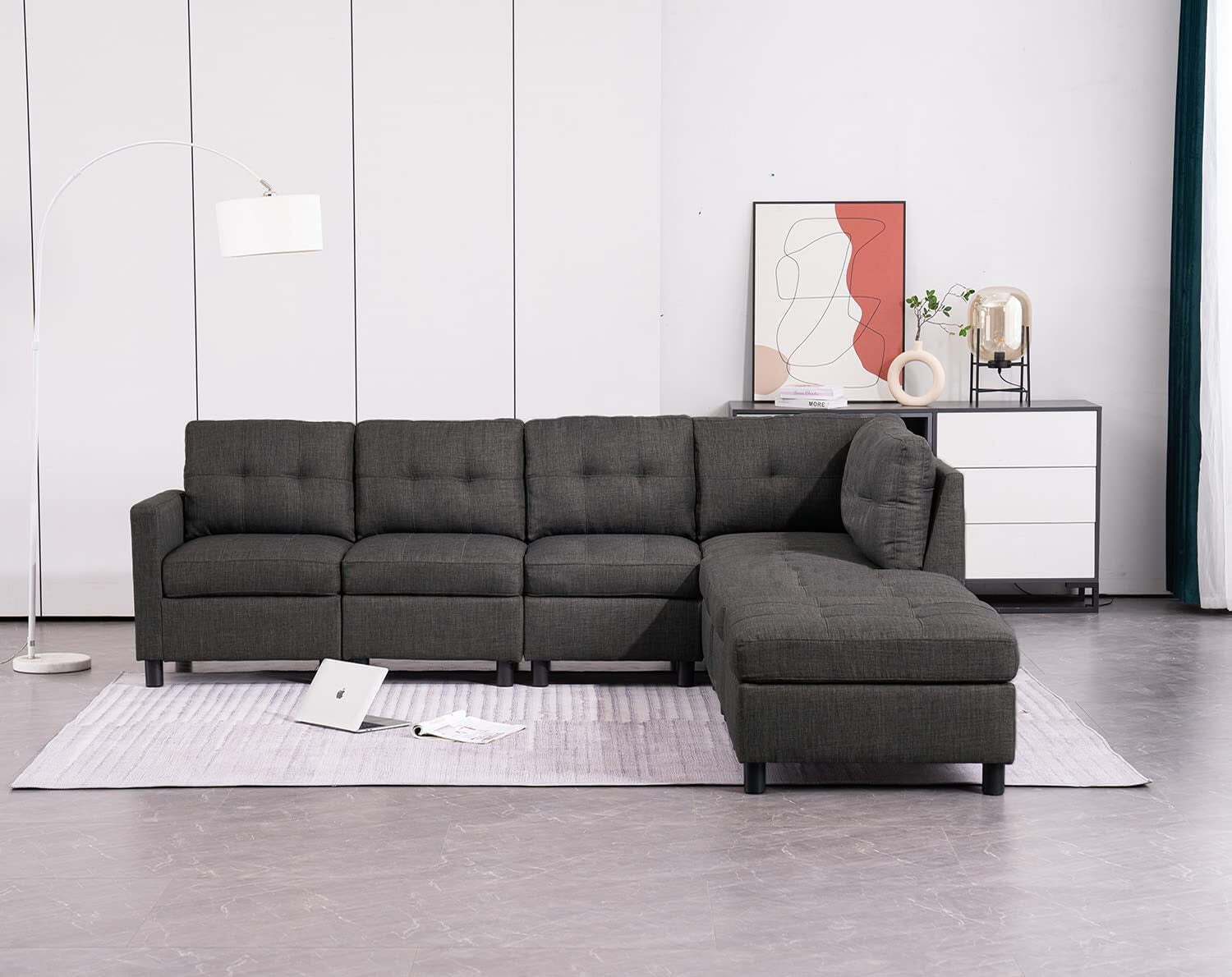 3 Seater Sectional Sofa with Ottoman LShaped Sofa Couch Modular Sofa
