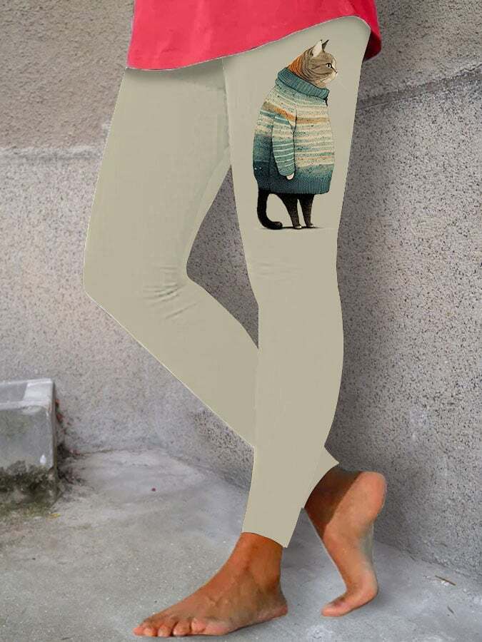 Women's Winter Cat Print Leggings
