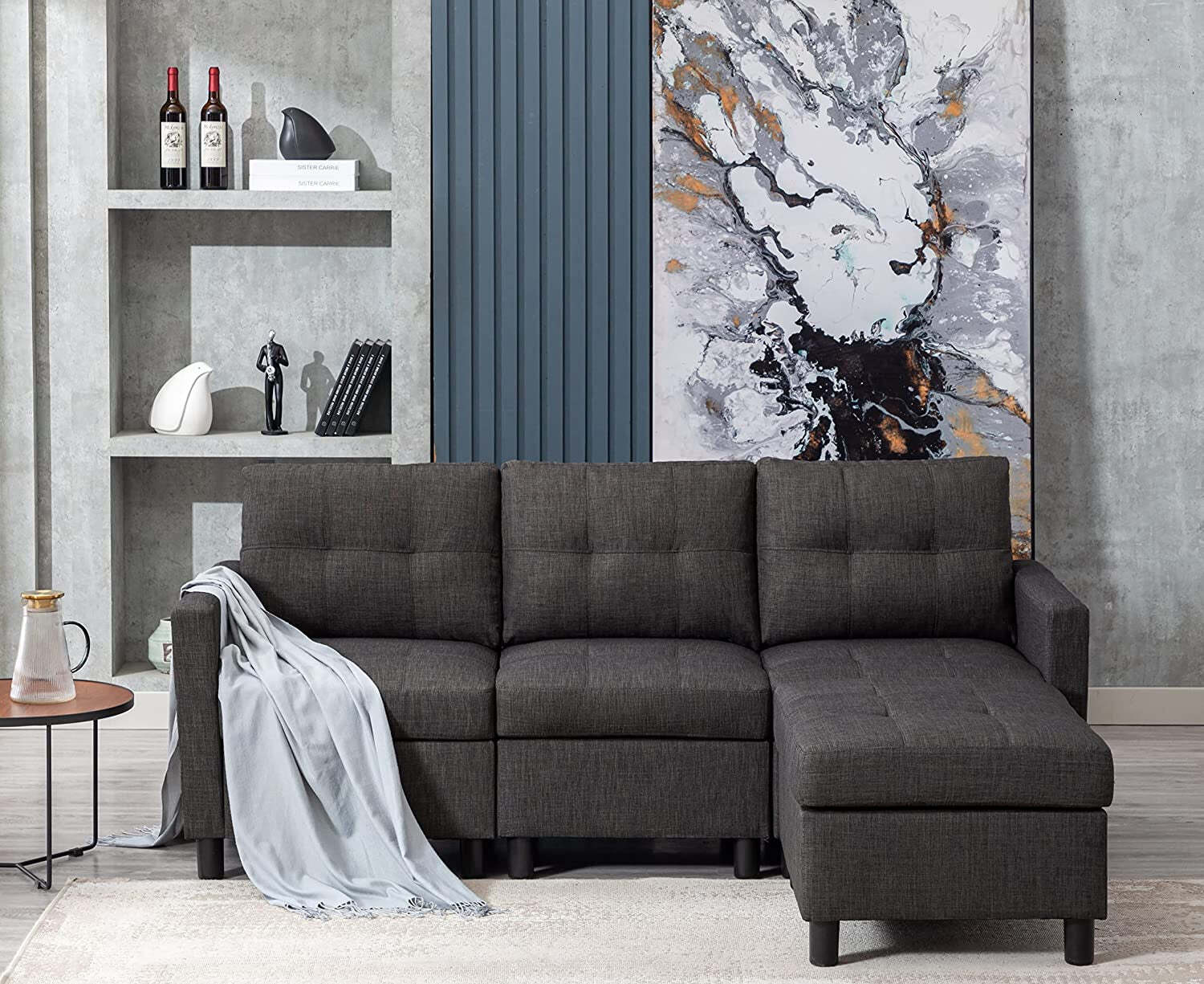 3 Seater Sectional Sofa with Ottoman LShaped Sofa Couch Modular Sofa