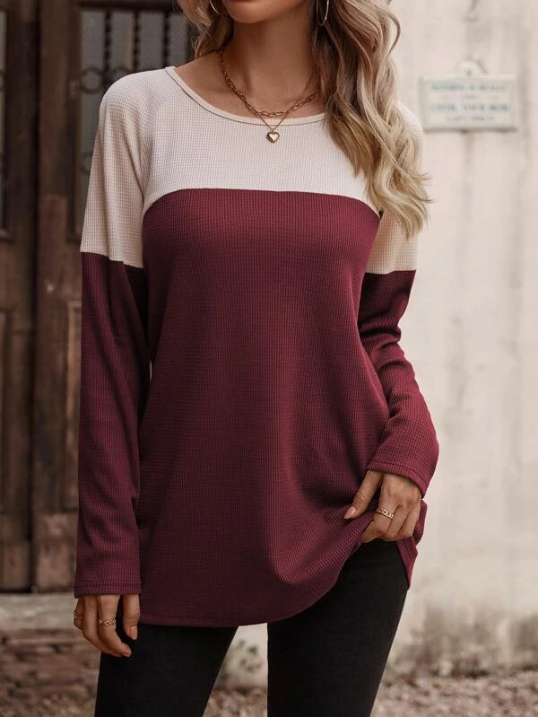 Jersey Color Block Casual Top