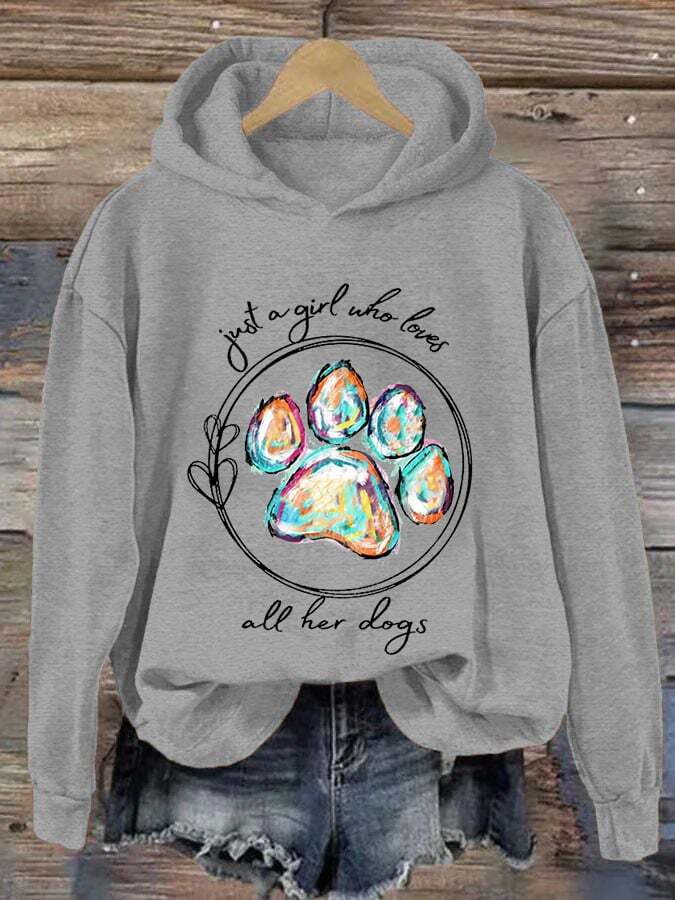 Women's Just A Girl Who Loves All Her Dogs Casual Hoodie