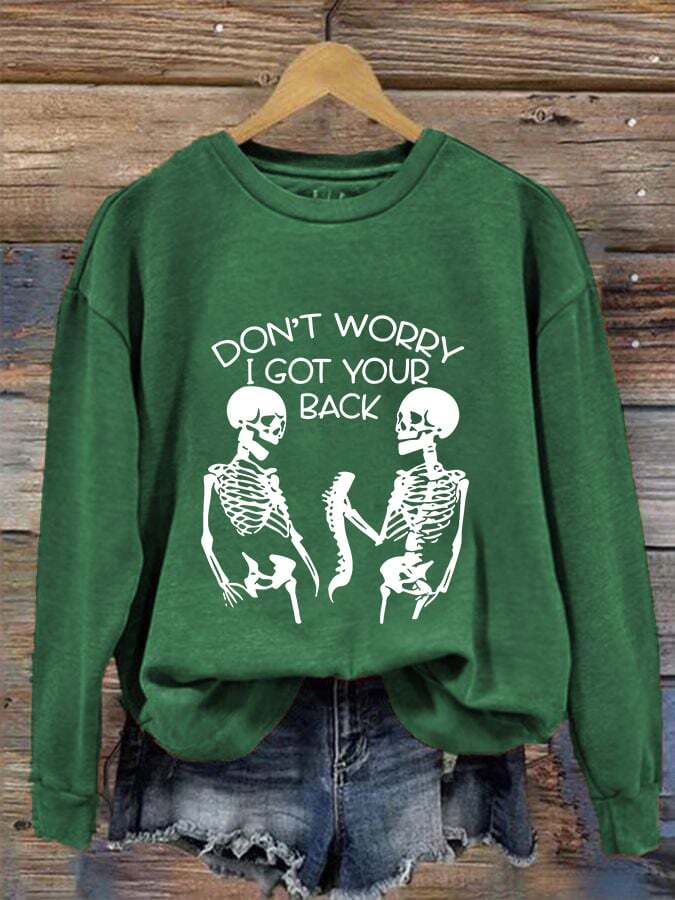 Women's I Got Your Back Skeleton Crew Neck Sweatshirt