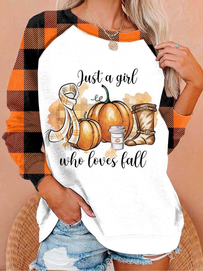 Women's Just A Girl Who Loves Fall Print Sweatshirt