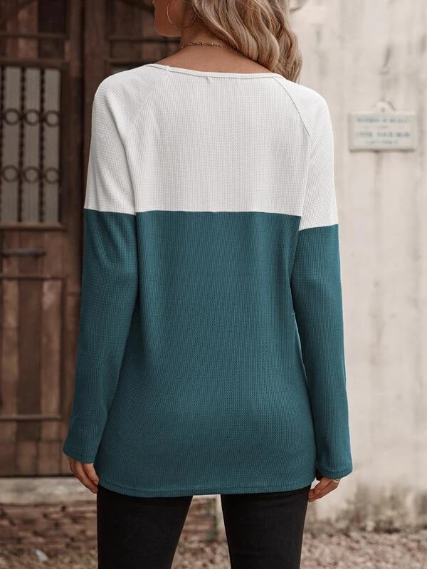 Jersey Color Block Casual Top