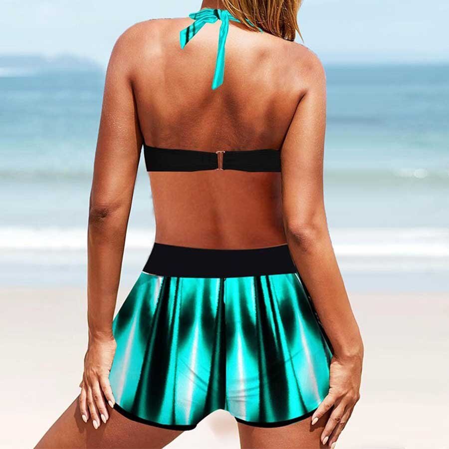 Women's Gradient Print Backless Split Large Plus Size Swimwear