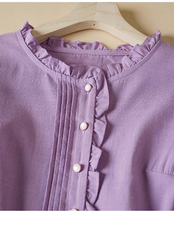 Vintage Cotton Linen Mid Sleeve Waist Slim Dress