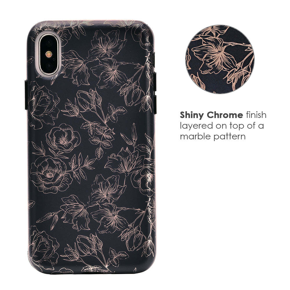 Floral Rose Gold Chrome iPhone Case