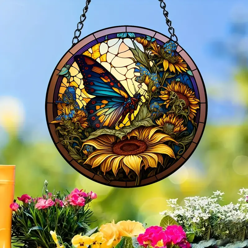 Butterfly Suncatcher Acrylic Window Hanging With Metal Chain For Home Decor, Gift For Friends Children  Nature Lovers