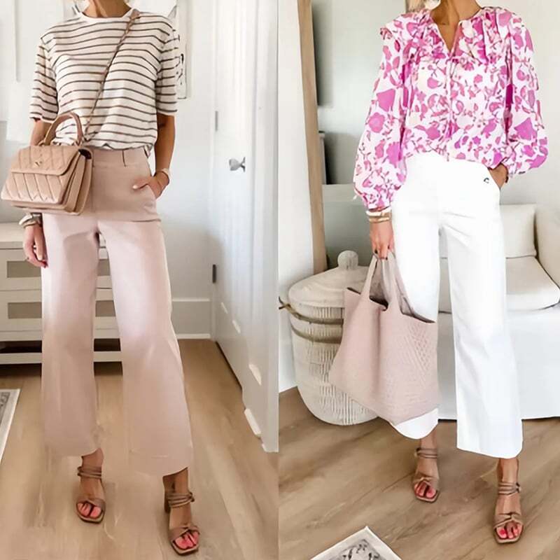 Stretch Twill Cropped Wide Leg Pants (BUY 4 FREE SHIPPING)