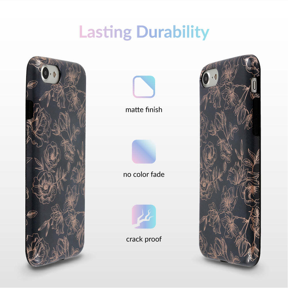 Floral Rose Gold Chrome iPhone Case