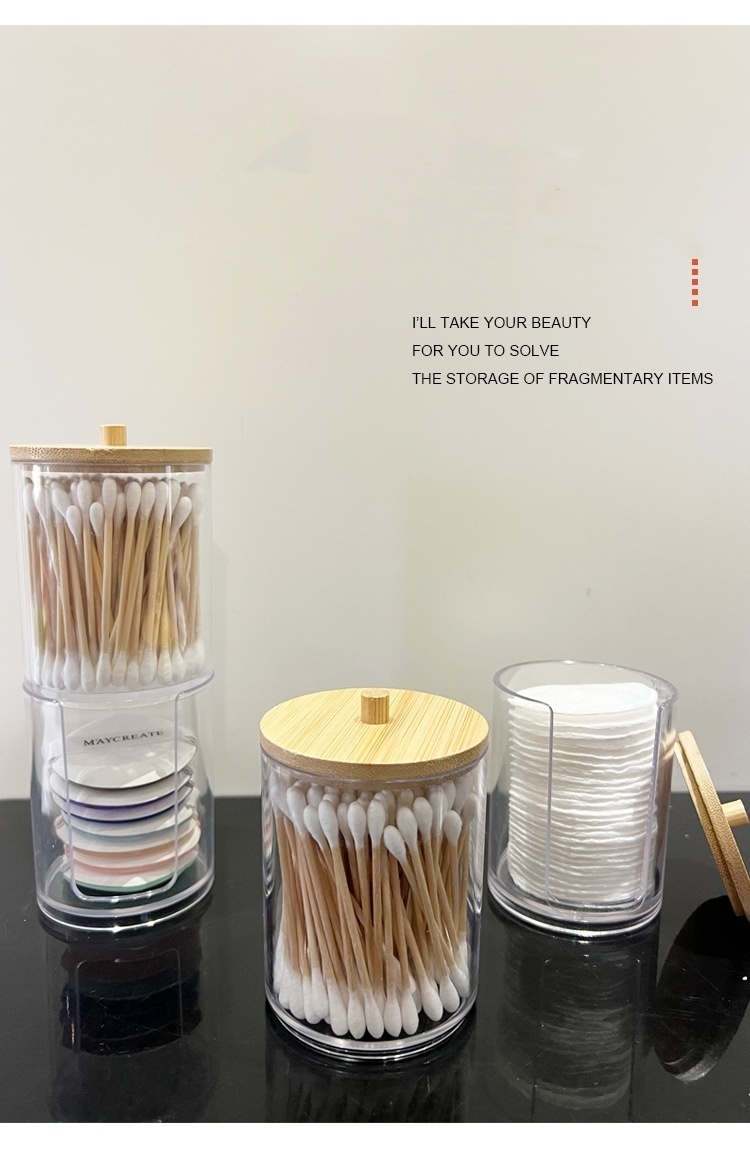 Bamboo Lid Cotton Swab Box