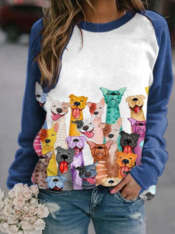 Women's Cute Dogs Print Casual Sweatshirt