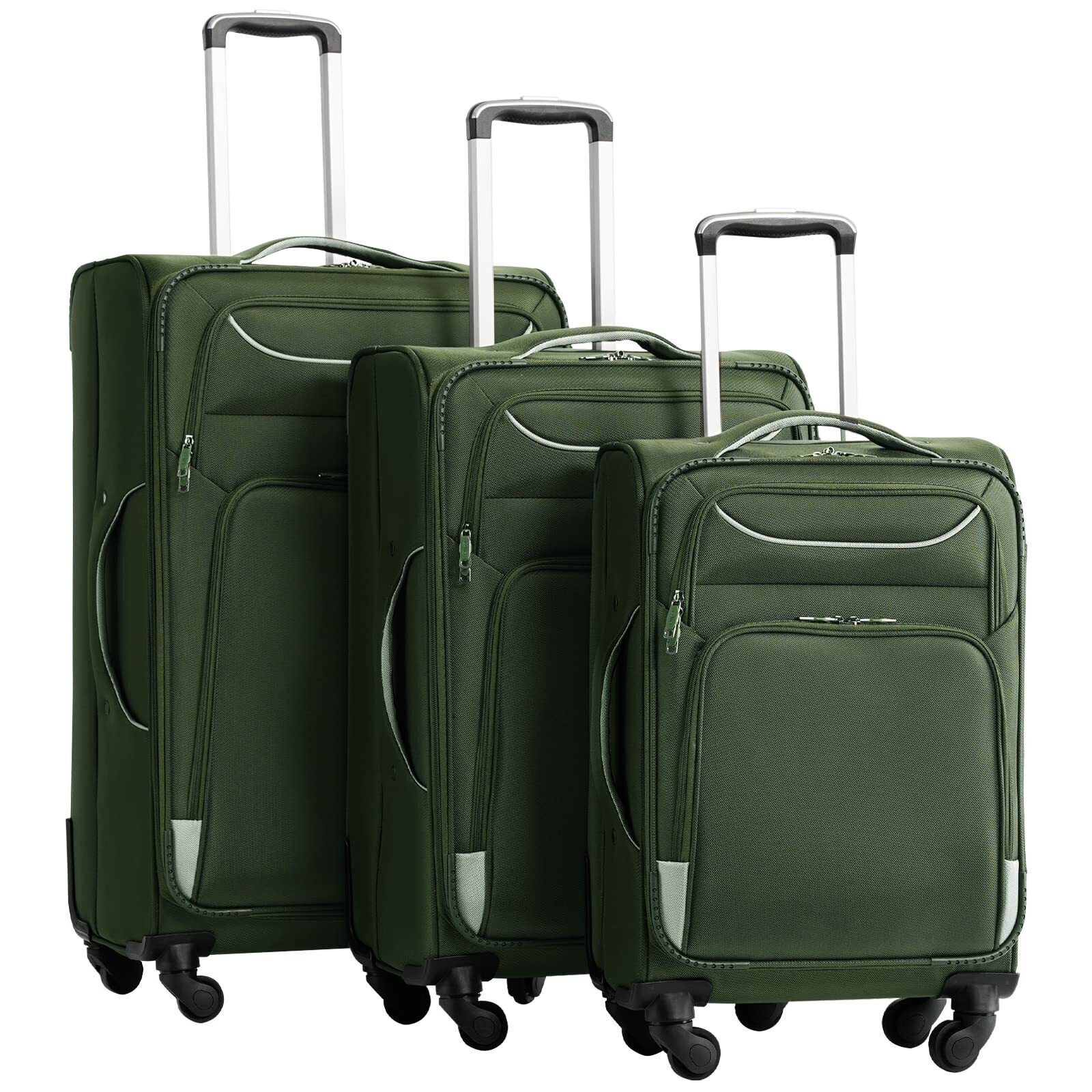 🔥3 Piece Set Suitcase Spinner  lightweight🔥Dark Green