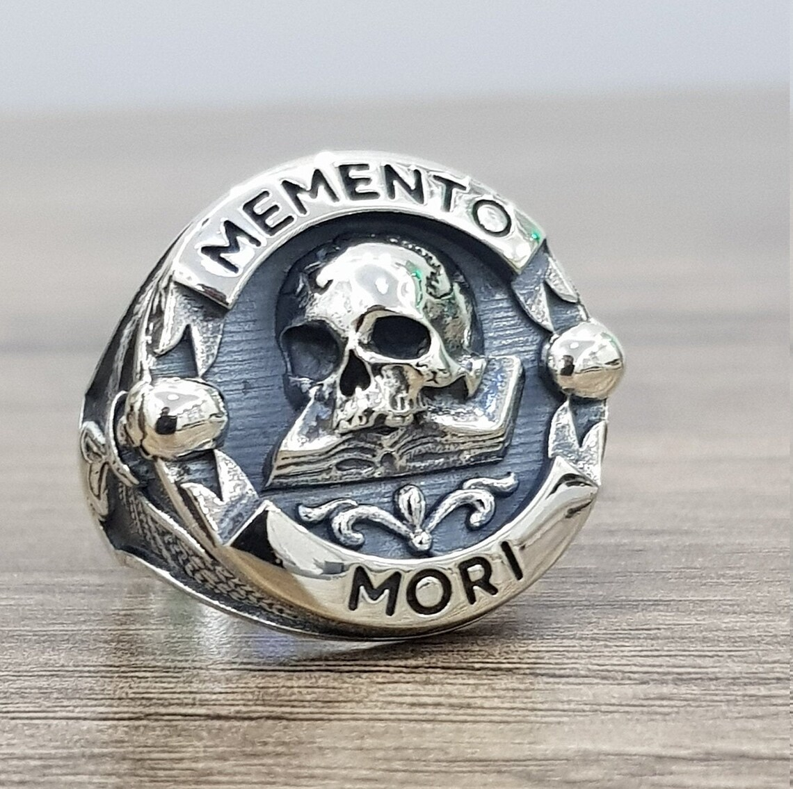 Memorial Mori Skull Sterling Silver Ring