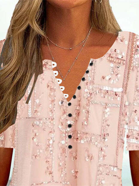 Women's Half Sleeve V-neck Floral Printed Top