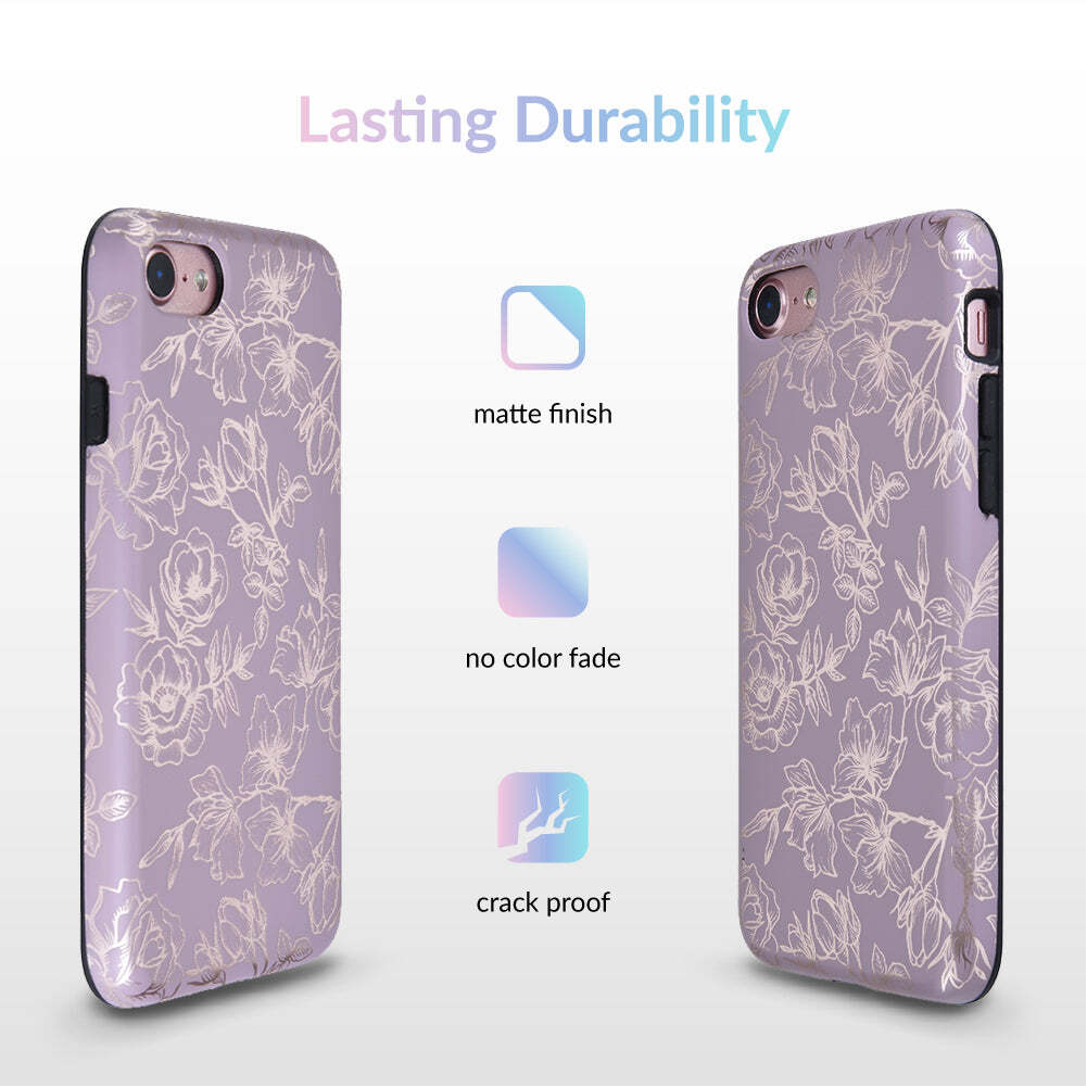 Dusty Rose Chrome Floral iPhone Case