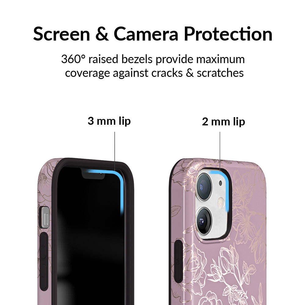 Dusty Rose Chrome Floral iPhone Case