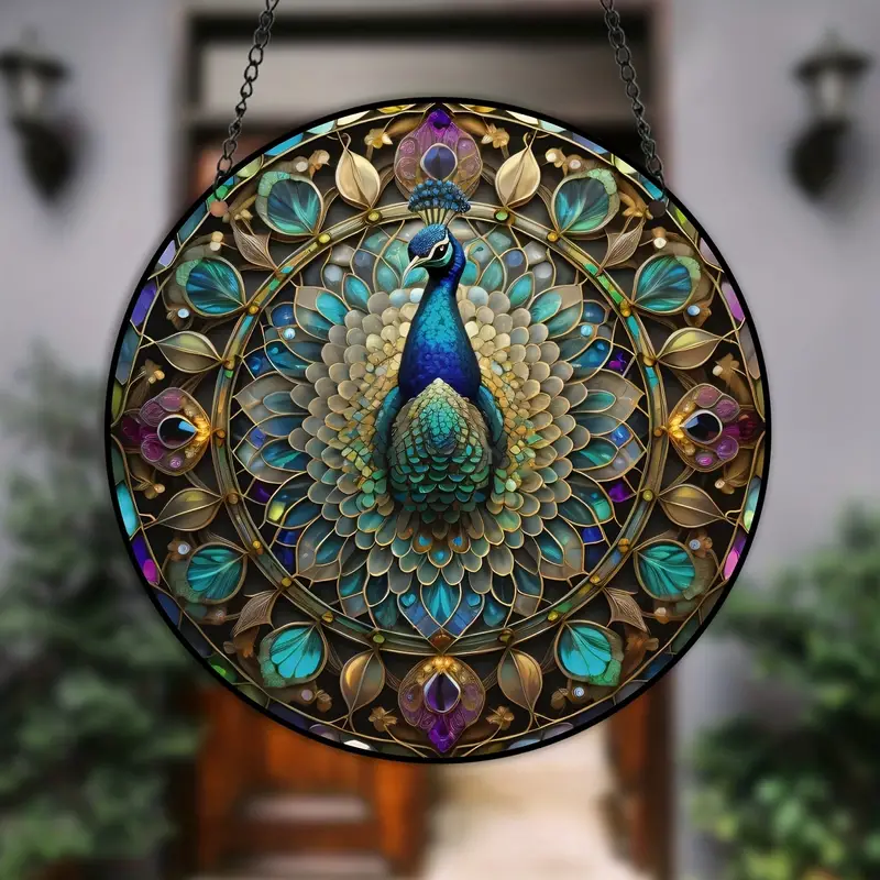 Peacock Suncatcher, Acrylic Window Hanging With Metal Chain For Home Decor, Garden Suncatchers For Home Decor, Gift For Friends