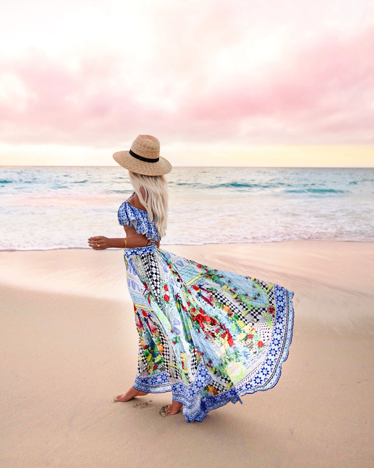Bohemian Vacation Printed Dress  c048