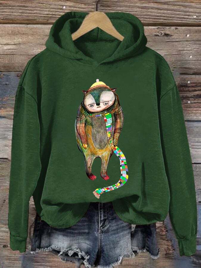 What a Sentimental Cat Print Women's Hoodie