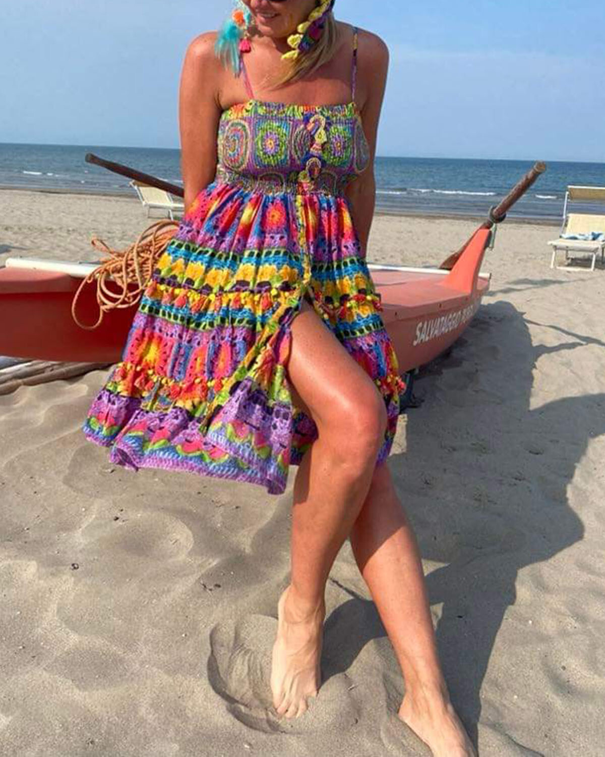 Bohemian Vacation Printed Dress  07e3